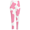 Pastel Pink And White Cow Print High-Waisted Pocket Leggings