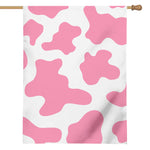 Pastel Pink And White Cow Print House Flag