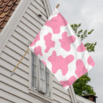 Pastel Pink And White Cow Print House Flag