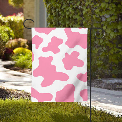 Pastel Pink And White Cow Print House Flag