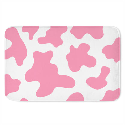 Pastel Pink And White Cow Print Indoor Door Mat
