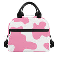 Pastel Pink And White Cow Print Insulated Lunch Bag