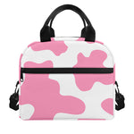 Pastel Pink And White Cow Print Insulated Lunch Bag