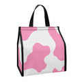 Pastel Pink And White Cow Print Insulated Lunch Tote
