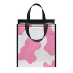 Pastel Pink And White Cow Print Insulated Lunch Tote
