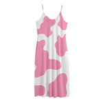 Pastel Pink And White Cow Print Jersey Midi Cami Dress