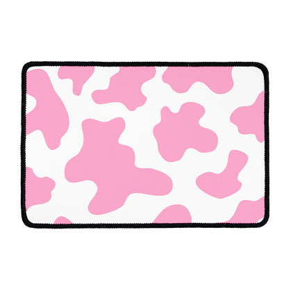 Pastel Pink And White Cow Print Kitchen Mat