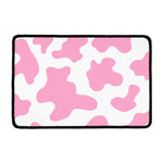 Pastel Pink And White Cow Print Kitchen Mat