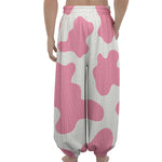 Pastel Pink And White Cow Print Lantern Pants
