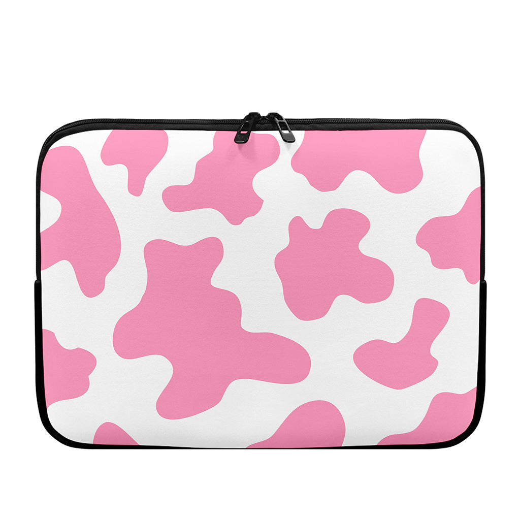 Pastel Pink And White Cow Print Laptop Sleeve