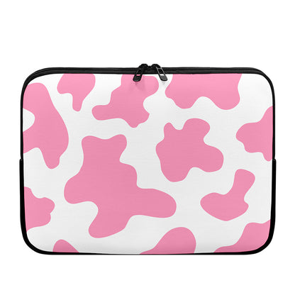 Pastel Pink And White Cow Print Laptop Sleeve