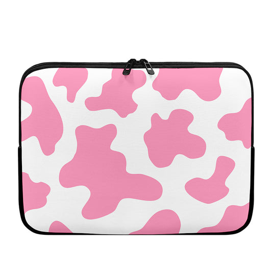 Pastel Pink And White Cow Print Laptop Sleeve
