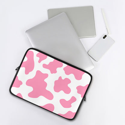 Pastel Pink And White Cow Print Laptop Sleeve