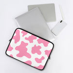 Pastel Pink And White Cow Print Laptop Sleeve
