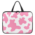 Pastel Pink And White Cow Print Laptop Sleeve With Handle