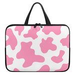 Pastel Pink And White Cow Print Laptop Sleeve With Handle