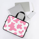 Pastel Pink And White Cow Print Laptop Sleeve With Handle