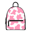 Pastel Pink And White Cow Print Leather Backpack