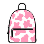 Pastel Pink And White Cow Print Leather Backpack