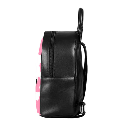 Pastel Pink And White Cow Print Leather Backpack