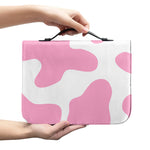 Pastel Pink And White Cow Print Leather Bible Cover
