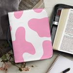 Pastel Pink And White Cow Print Leather Bible Cover