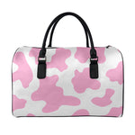 Pastel Pink And White Cow Print Leather Duffle Bag