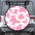 Pastel Pink And White Cow Print Leather Spare Tire Cover