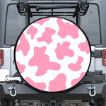 Pastel Pink And White Cow Print Leather Spare Tire Cover