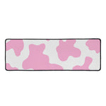 Pastel Pink And White Cow Print Long Kitchen Mat