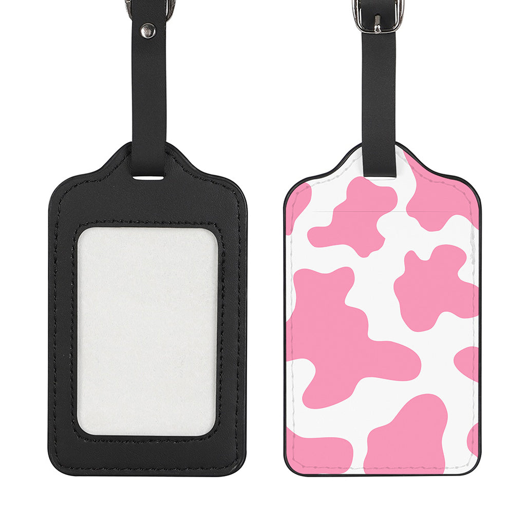 Pastel Pink And White Cow Print Luggage Tag