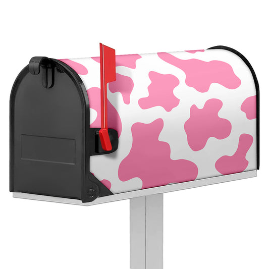 Pastel Pink And White Cow Print Mailbox Cover