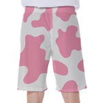 Pastel Pink And White Cow Print Men's Beach Shorts