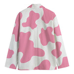 Pastel Pink And White Cow Print Men's Blazer