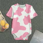 Pastel Pink And White Cow Print Men's Bodysuit
