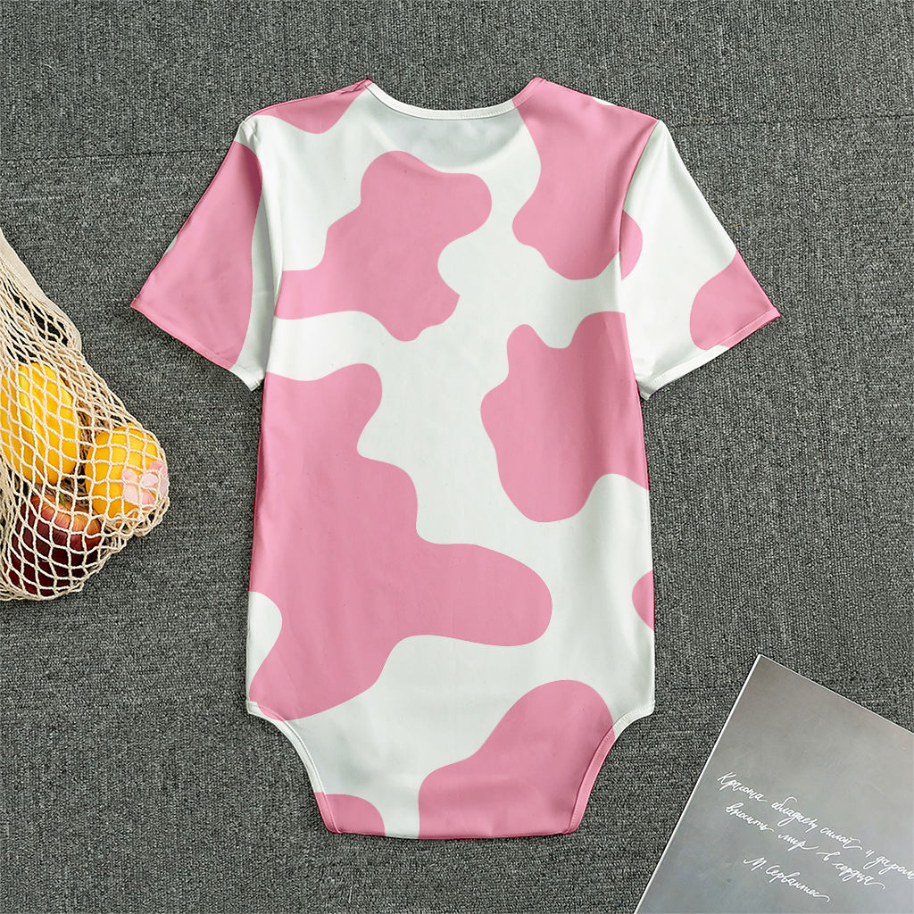 Pastel Pink And White Cow Print Men's Bodysuit