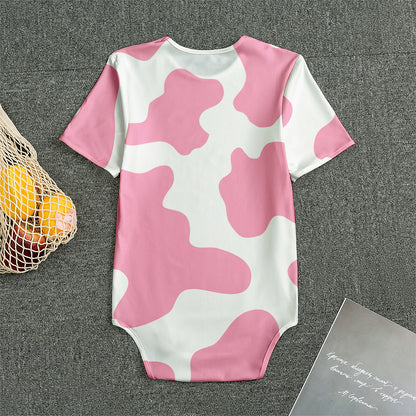 Pastel Pink And White Cow Print Men's Bodysuit