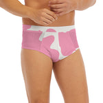 Pastel Pink And White Cow Print Men's Briefs