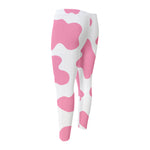 Pastel Pink And White Cow Print Men's Compression Pants