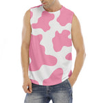 Pastel Pink And White Cow Print Men's Fitness Tank Top