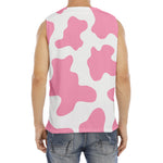 Pastel Pink And White Cow Print Men's Fitness Tank Top