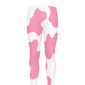Pastel Pink And White Cow Print Men's Leggings