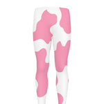 Pastel Pink And White Cow Print Men's leggings