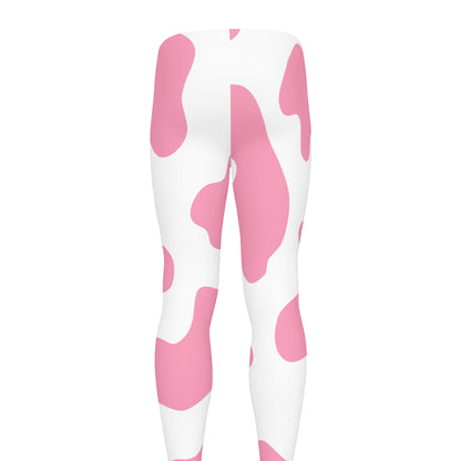 Pastel Pink And White Cow Print Men's leggings