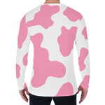 Pastel Pink And White Cow Print Men's Long Sleeve T-Shirt