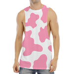 Pastel Pink And White Cow Print Men's Muscle Tank Top