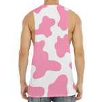 Pastel Pink And White Cow Print Men's Muscle Tank Top