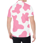 Pastel Pink And White Cow Print Men's Shirt