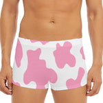 Pastel Pink And White Cow Print Men's Short Boxer Briefs