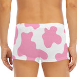Pastel Pink And White Cow Print Men's Short Boxer Briefs